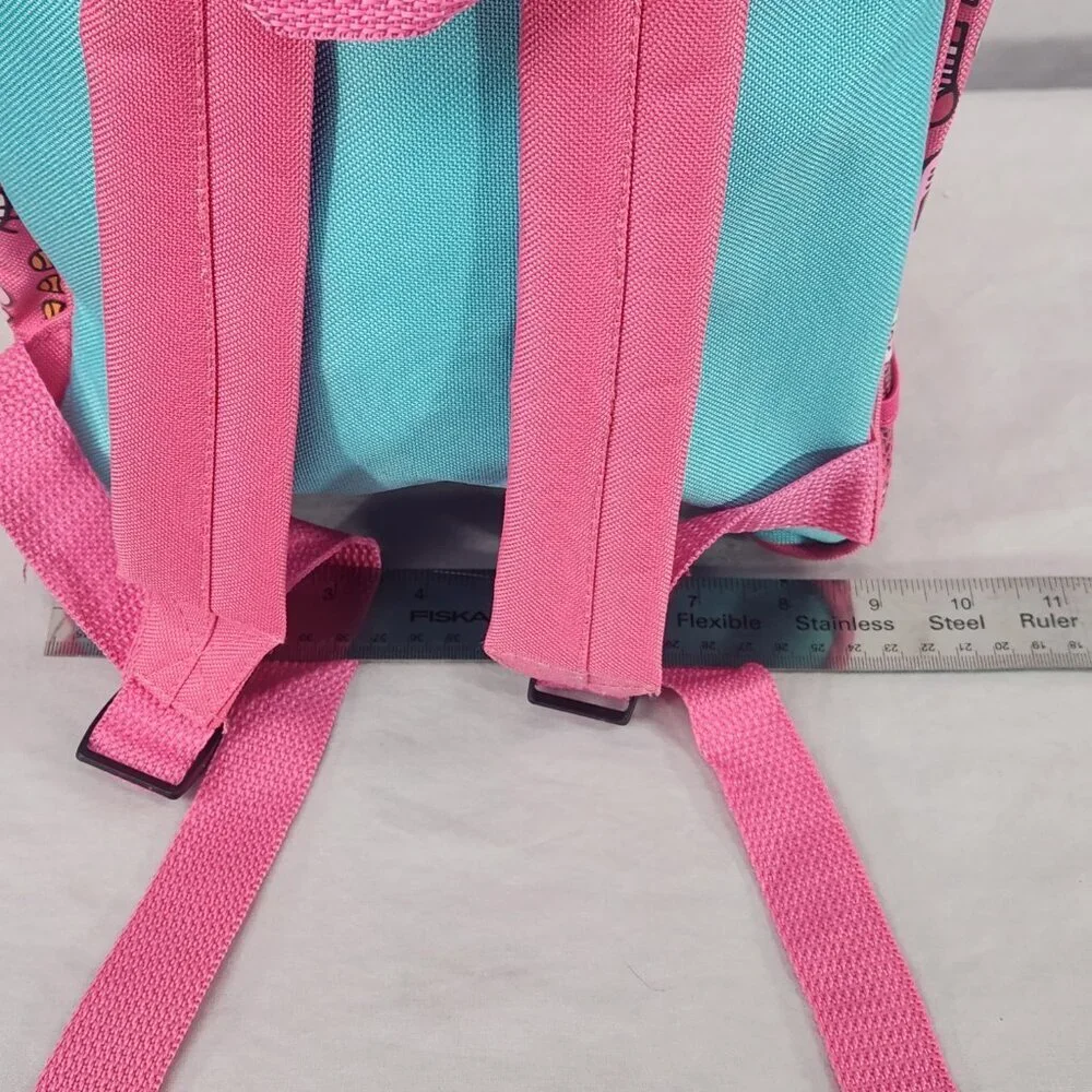 Hello Kitty Back Pack Book Bag Pink Turquoise Pocket NWOT SANIRO